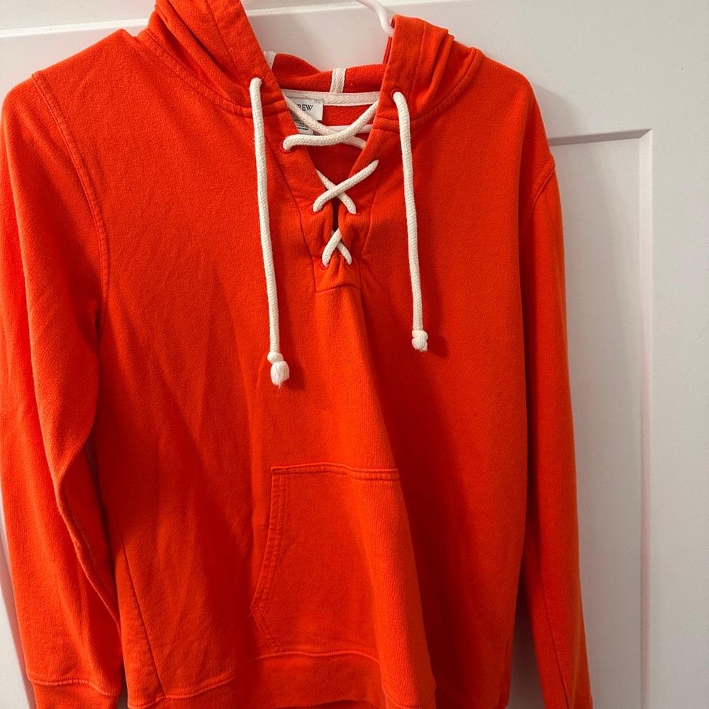 J. Crew V-Neck Orange Lace-Up hoodie